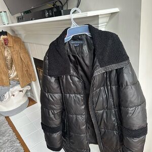 French Connection Black Puffer Jacket with Quilted Design